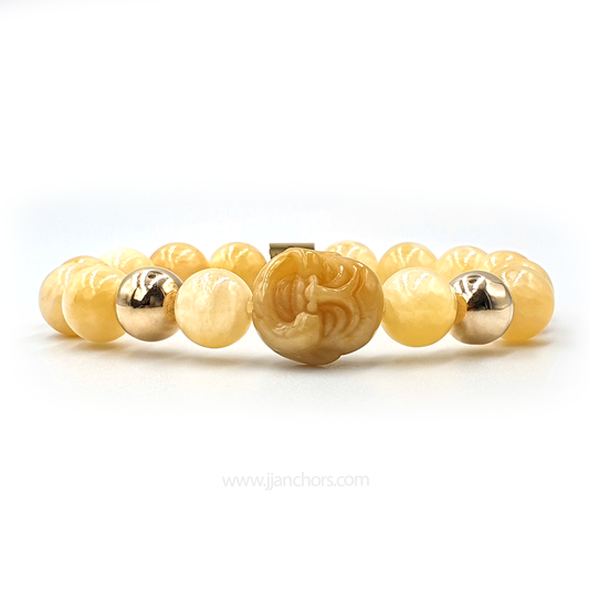 Laughing Yellow Jade Buddha | 12K Gold