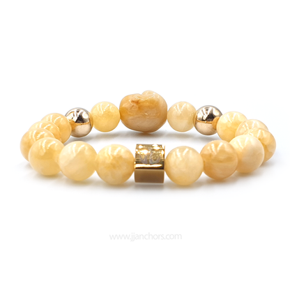 Laughing Yellow Jade Buddha | 14K Gold