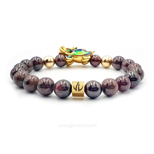 Lucky Dragon Tortoise with Garnet and Gold