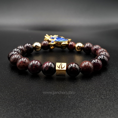 Lucky Dragon Tortoise with Garnet and Gold