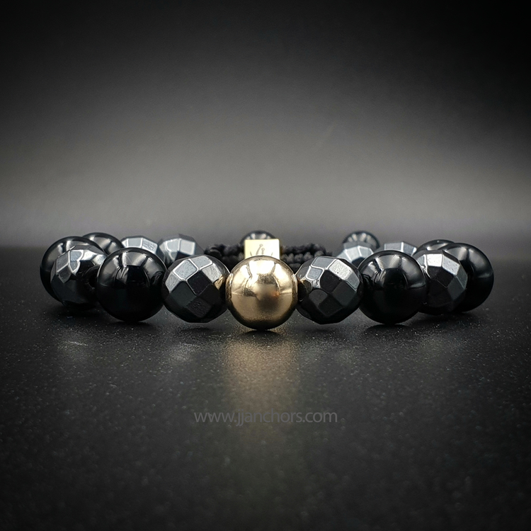 Ulyses - Black Obsidian | Hematite | 12K Gold
