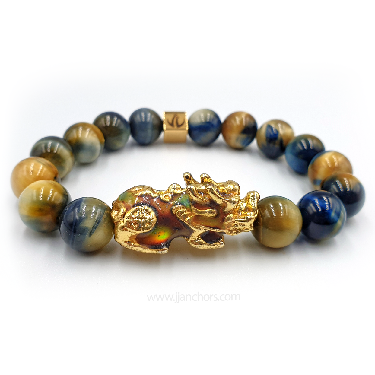 XXL Lucky Piyao in Golden Blue Tiger's Eye