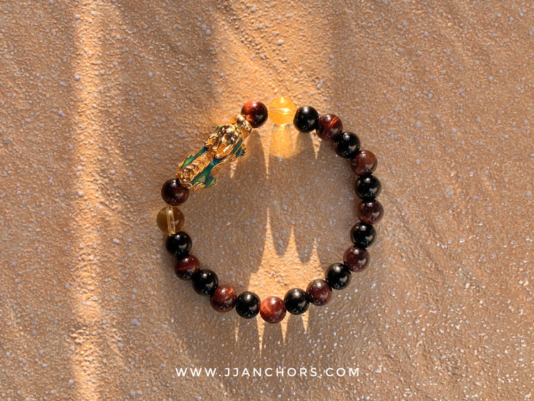 Lucky PiYao with Red Tiger's Eye, Black Onyx and Citrine