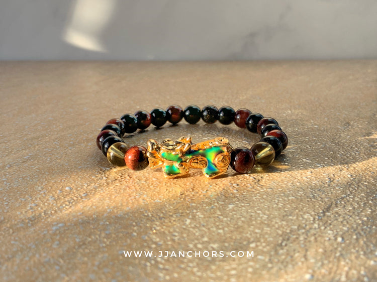 Lucky PiYao with Red Tiger's Eye, Black Onyx and Citrine